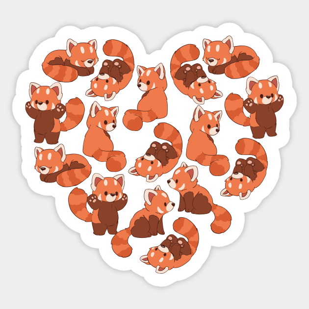 red panda heart Sticker by HollieBallardArtist